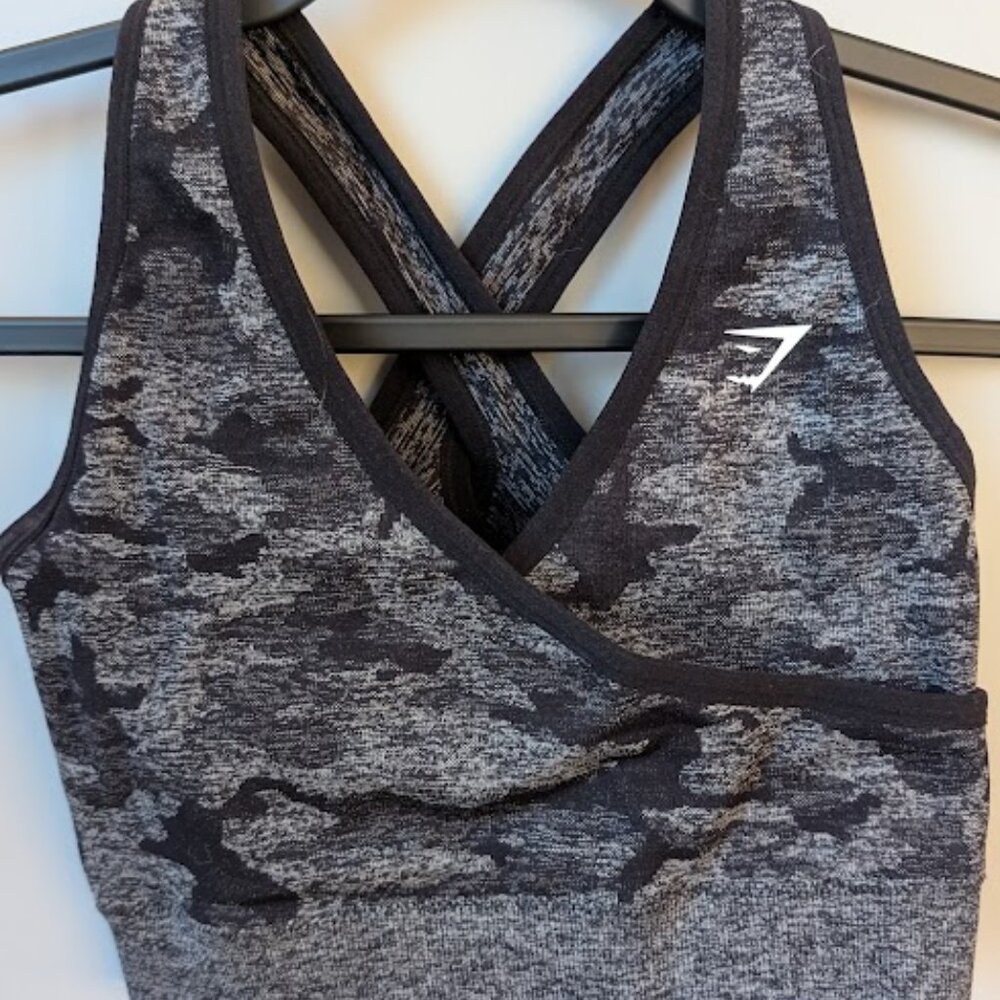 Gymshark Grey/Black Adapt Camo Sports Bra